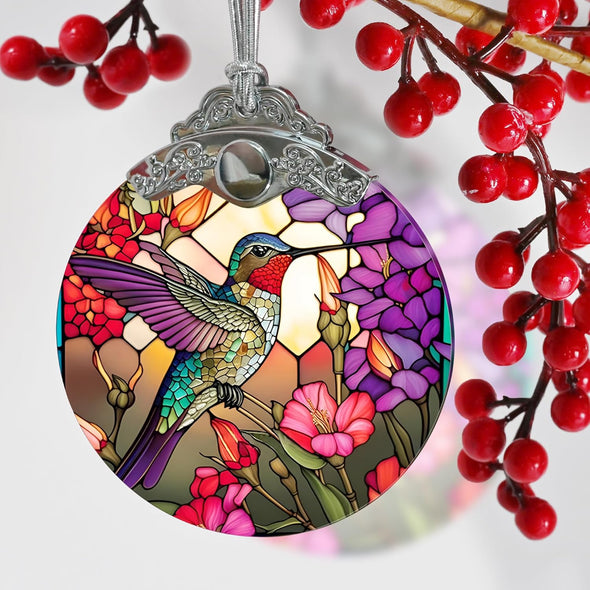 Hummingbird Christmas Glass Ornament - We Love Hummingbirds