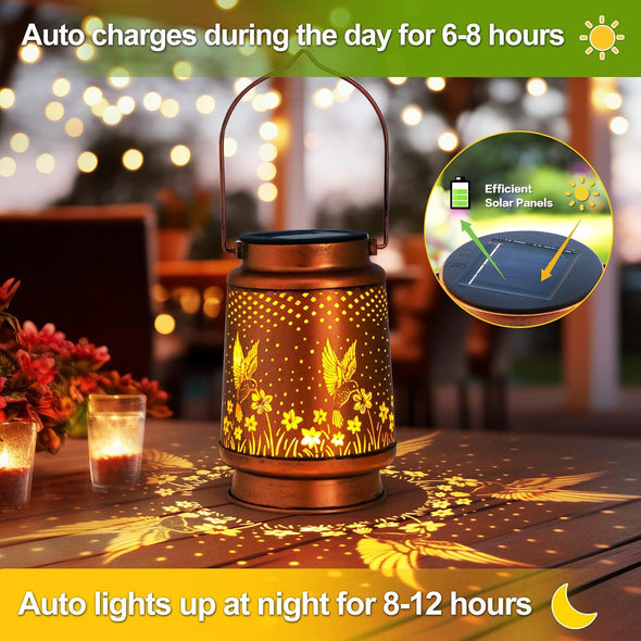 Hummingbird Outdoor Hanging Solar Lantern - We Love Hummingbirds