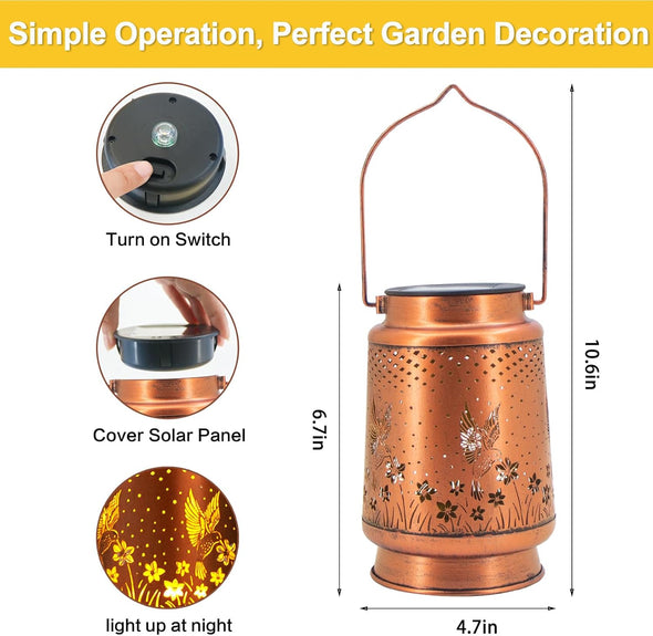 Hummingbird Outdoor Hanging Solar Lantern - We Love Hummingbirds