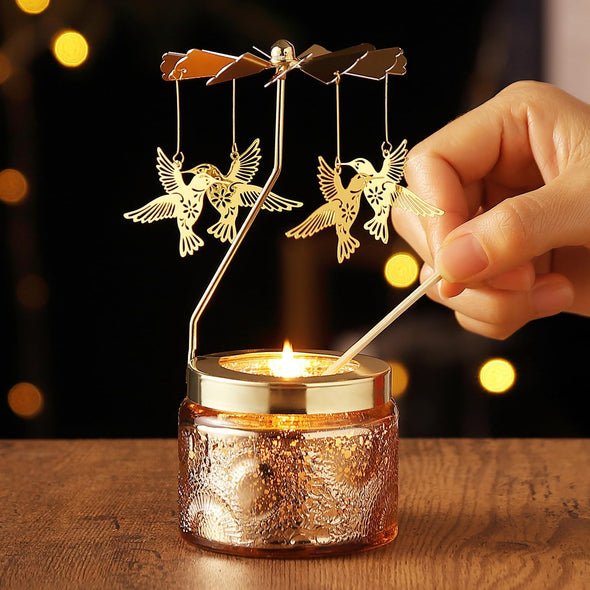 Hummingbird Tabletop Candle Unique Rotating Lantern - We Love Hummingbirds