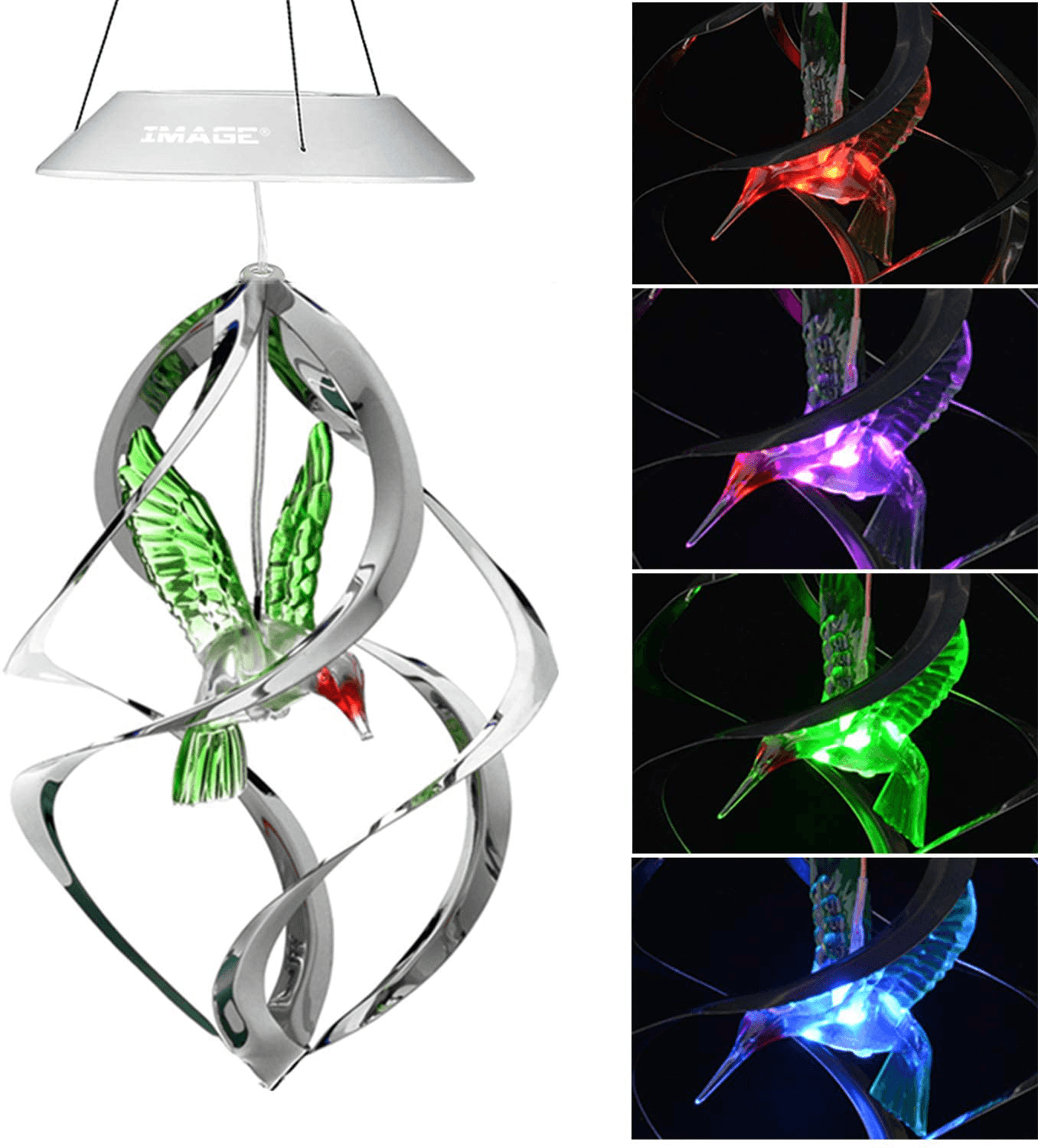 Solar led light outdoor Color Changing Waterproof Wind chime Hummingbird  Butterfly Solar Lamp Decor Patio Yard Garden Light