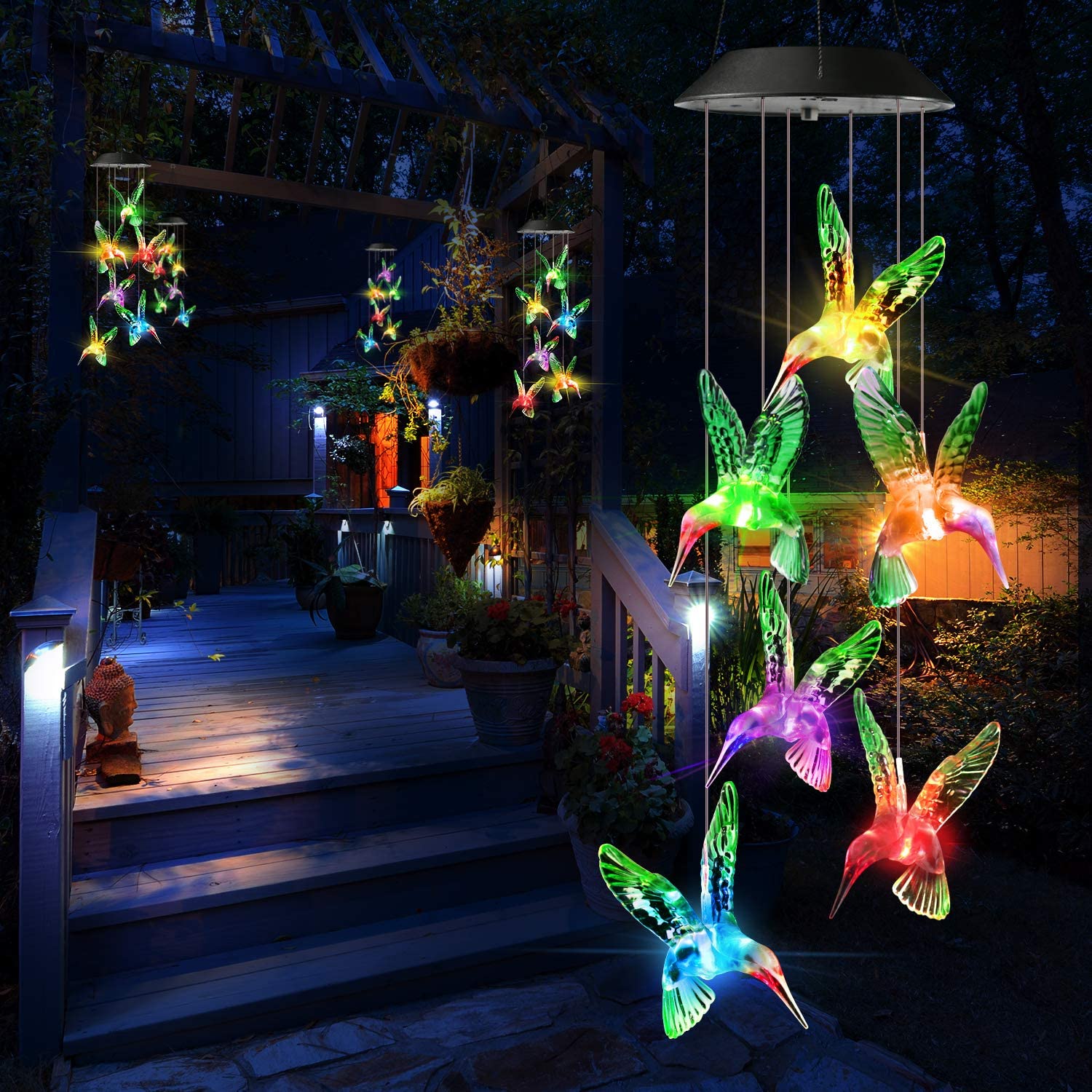 Solar LED Hummingbird Wind Chimes – We Love Hummingbirds