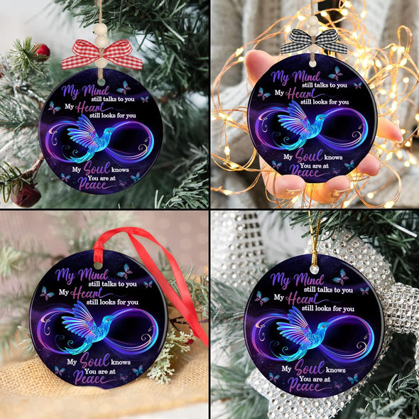 My Mind Still Talks to You Infinity Symbol Memorial Christmas Tree Ornament - We Love Hummingbirds