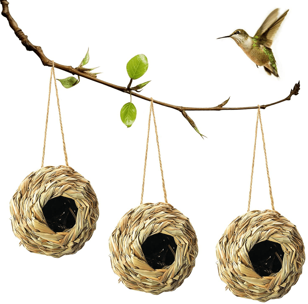 Puninoto Humming Bird Houses for outside Hanging, Natural Grass
